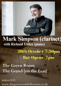 Music Performance: Mark Simpson (clarinet) + Richard Uttley (piano)