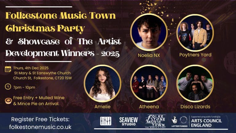 Artist Development Showcase and FMT Xmas Party Poster Folkestone Music Town 2025 768x432