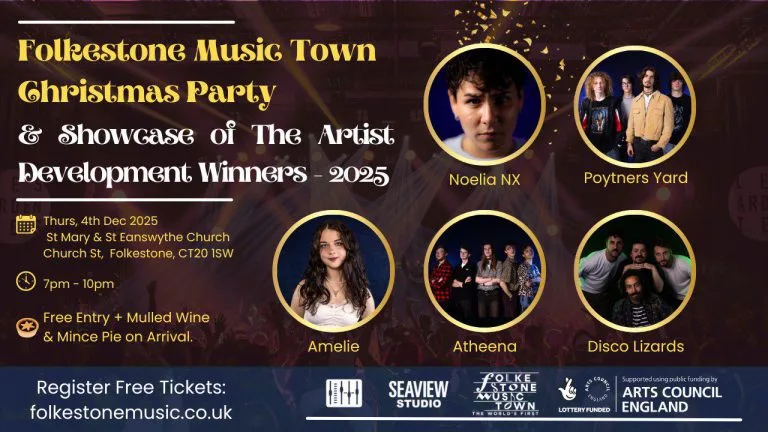 Artist Development Showcase and FMT Xmas Party Poster Folkestone Music Town 2025 768x432